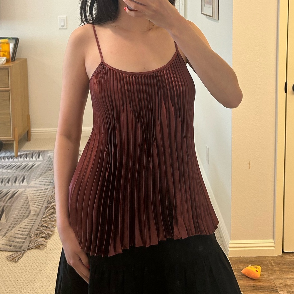 Vince pleat tank top - burgundy